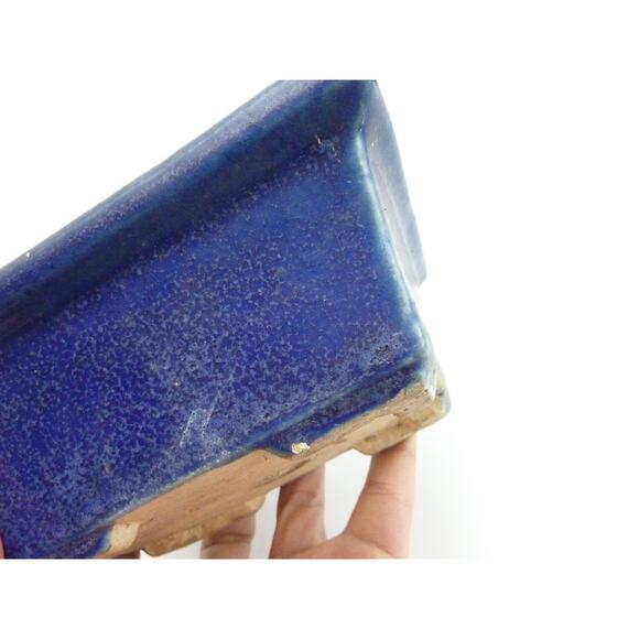 Vintage Small Bonsai Ceramic Planter Pot Handmade Blue Glaze - Picture 4 of 5